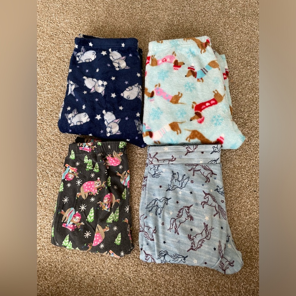 4 girl pajama pants, range from small to large